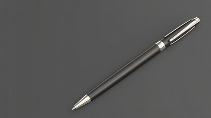 Fototapeta premium A black pen is positioned on a smooth, dark backdrop, symbolizing innovation and creativity in product design for a mockup presentation