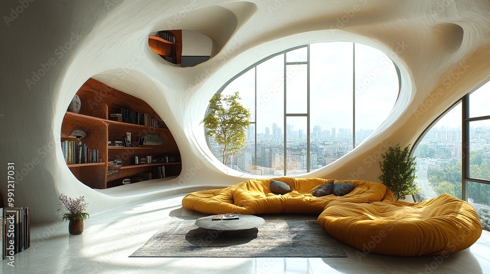 Poster high-tech architectural studio where designers are creating cutting-edge 3d models and construction 