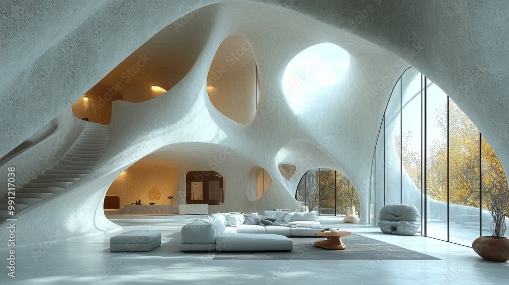 Poster high-tech architectural studio where designers are creating cutting-edge 3d models and construction 