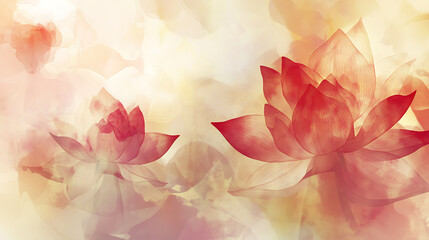 Modern Buddhist background with abstract designs featuring lotus petals and simple geometric patterns