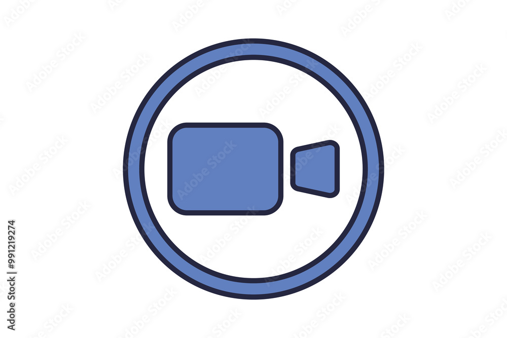 Poster video call icon. related to interaction. suitable for web site, app, user interfaces. flat line icon