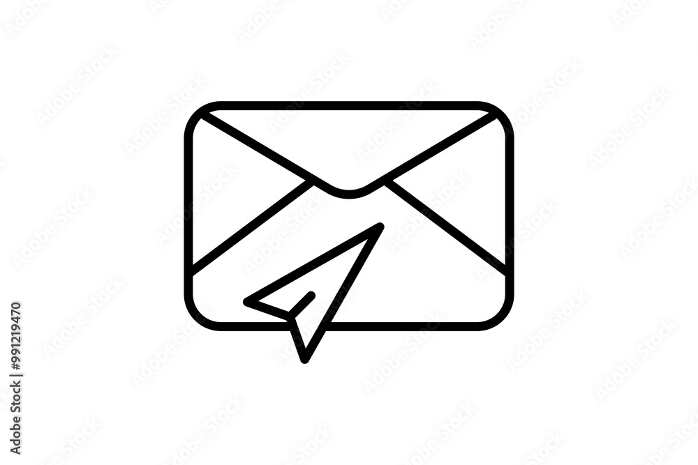 Poster message sending icon. related to interaction. suitable for web site, app, user interfaces. line icon