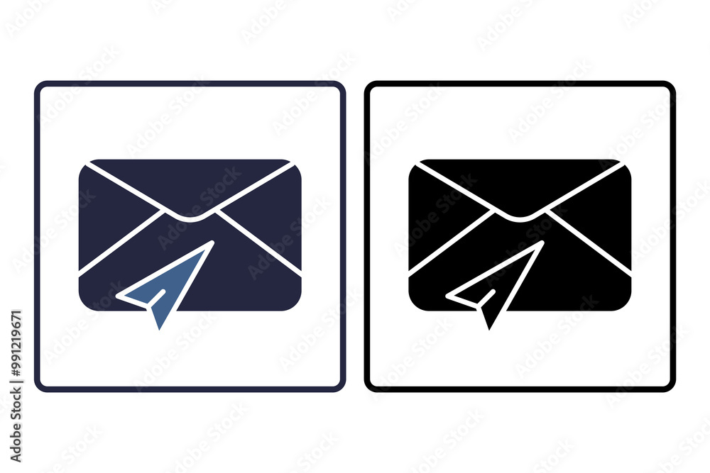 Poster message sending icon. related to interaction. suitable for web site, app, user interfaces. solid ico