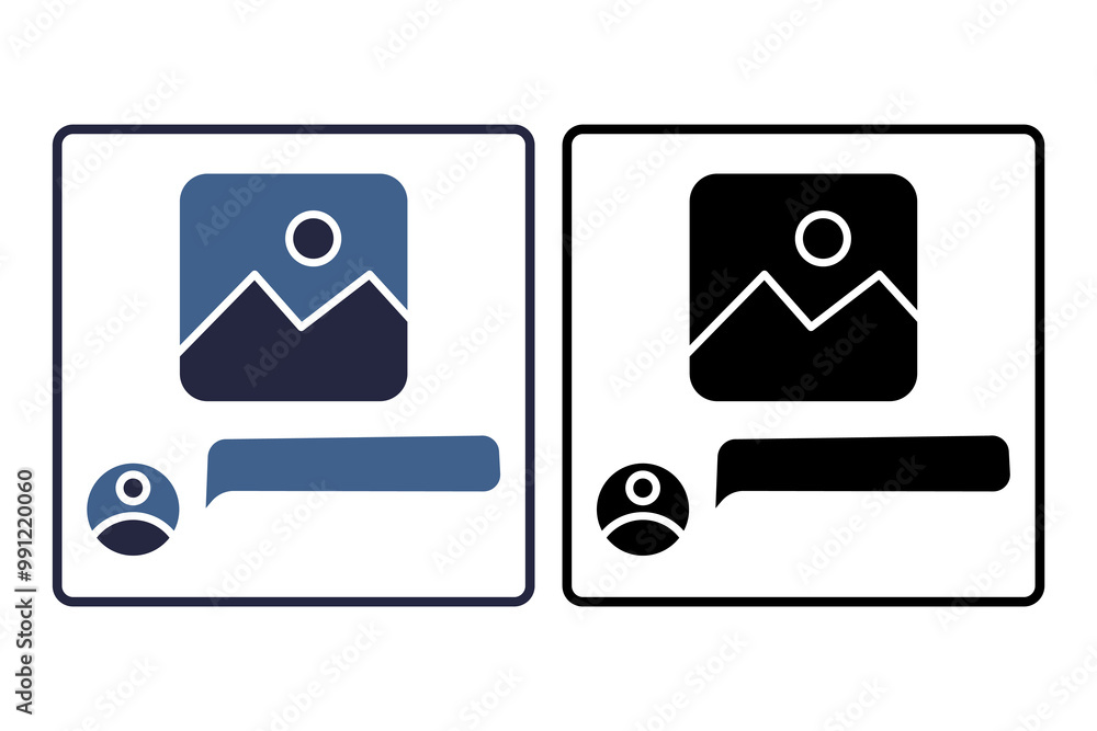 Poster comment icon. related to interaction. suitable for web site, app, user interfaces. solid icon style
