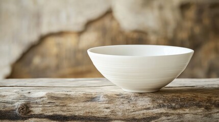 Tranquil Scene White Bowl Resting on a Wooden Surface
