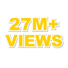 27M views,  27 million views on transparent background