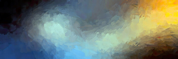 wave abstract shades of mustard yellow, ash blue, ash gray and pale blue and brown blended shadow brush stroke in unruffled atmosphere right piece	
