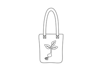 Tote bag continuous one line drawing vector illustration