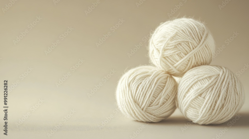 Aufkleber soft focus image showcasing cotton yarn balls against a minimal background creating an inviting text
