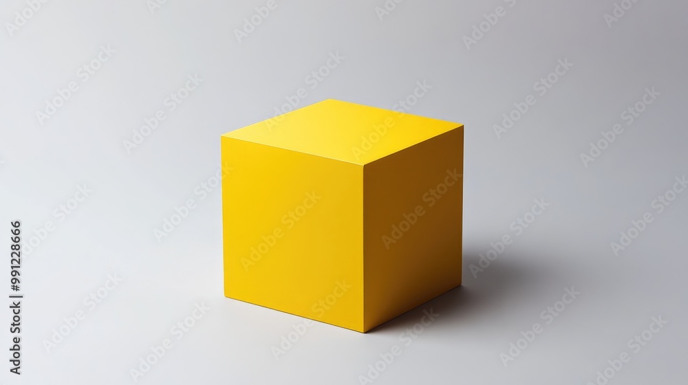 Poster minimalist representation of uniqueness featuring a single yellow cube