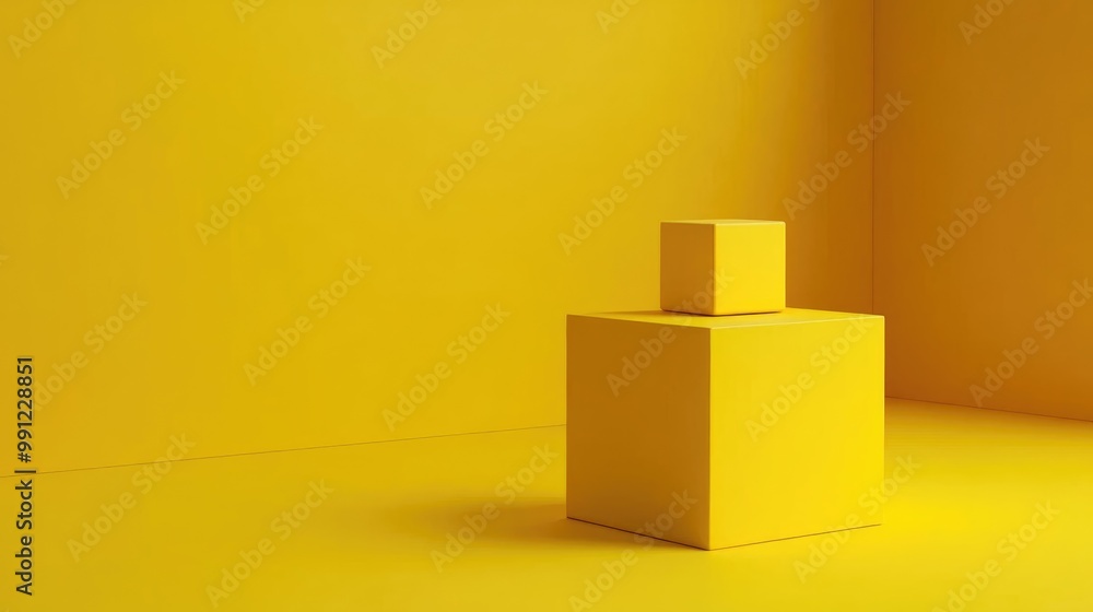 Poster minimalist representation of uniqueness featuring a single yellow cube