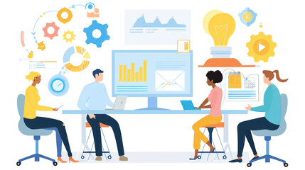 A dynamic entrepreneur team in a high-tech office brainstorming ideas for their startup, using digital tools to strategize and plan their next steps.