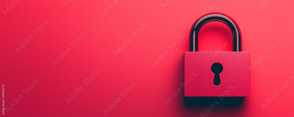 Poster abstract digital lock symbolizing encryption, with privacy certificates secured by glowing encryptio