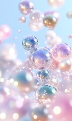 Pastel Floating Bubbles with Soft Light and Reflections