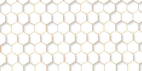 Abstract pattern with hexagonal white and gray technology line paper background. Hexagonal 3d vector grid tile and mosaic structure simple style hexagonal graphic concept. Futuristic surface design.	
