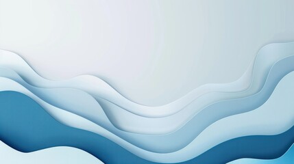 Fototapeta premium Abstract Blue Papercut Waves Background