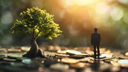 Fototapeta premium A financial advisor managing a diversified investment portfolio, focusing on risk management, asset allocation, and long-term growth.