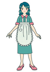 レトロファッションのかわいいカフェ店員