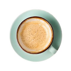 Realistic cup of cappuccino isolated on white background. 3d cappuccino coffe cup top view