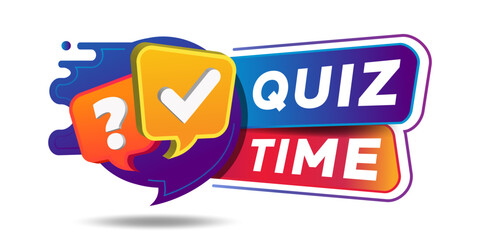 Quiz Time. Speech bubble with the word Quiz time. Quiz time game icon colorful vector logo contest with question mark. Quiz emblem for business, marketing and advertising. 
