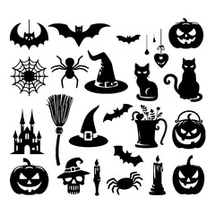 Halloween elements silhouette Vector design 