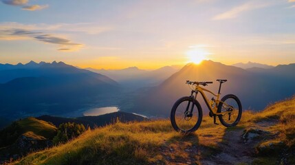 Fototapeta premium Mountain Bike Sunrise Landscape