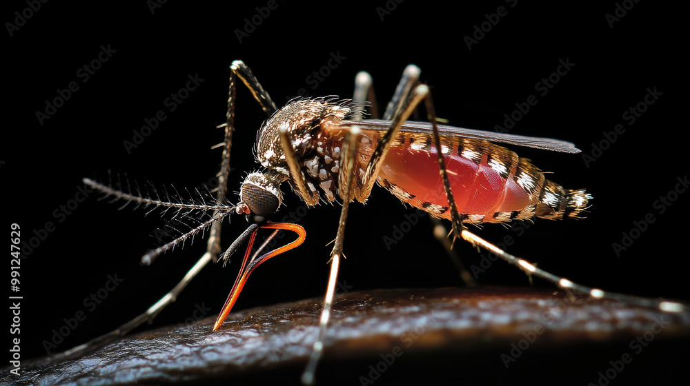Poster aedes mosquito is known for its distinctive appearance and can transmit diseases like dengue and zik