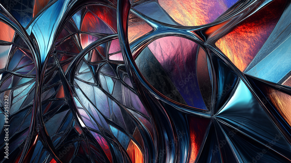 Poster abstract background with intertwined shiny shapes