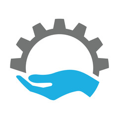 Handshake Gear Logo Icon Design
