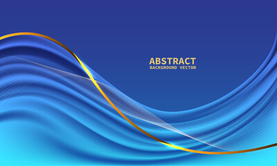 Abstract blue gold light luxury wave curve with blank space for text place design modern creative background vector