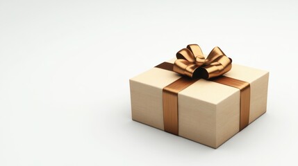 Fototapeta premium Elegant Gift Box with Brown Ribbon and Bow