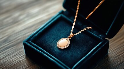 Elegant Gold Pendant in Velvet Jewelry Box