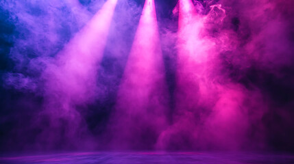 Soft pink and purple smoke drifting across a stage, creating a gentle and enchanting scene