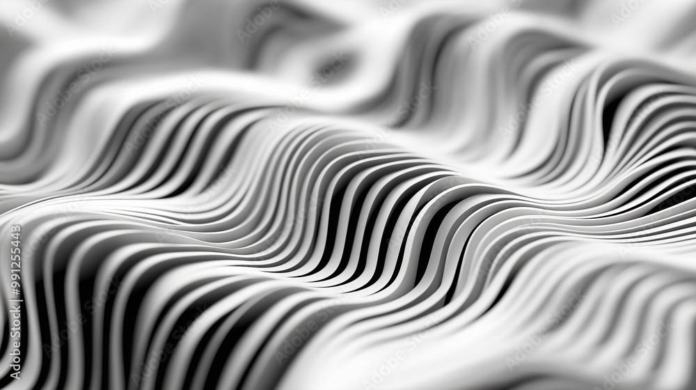 Poster Abstract minimalist background with wavy lines flowing and bouncing