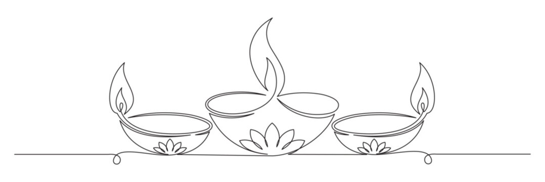 diwali candle line art style