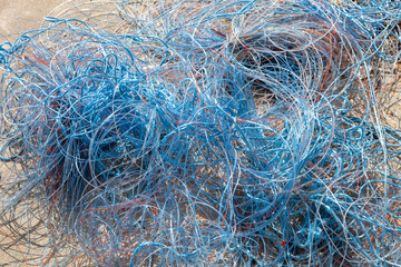 Bright blue nylon string, Astracheri, Corfu, Greece