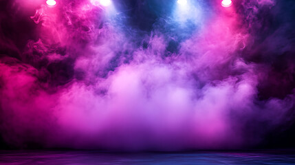 Spotlight on a stage with dark red smoke, creating a dramatic and intense visual effect