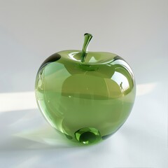 Apple made from crystal isolated over white background