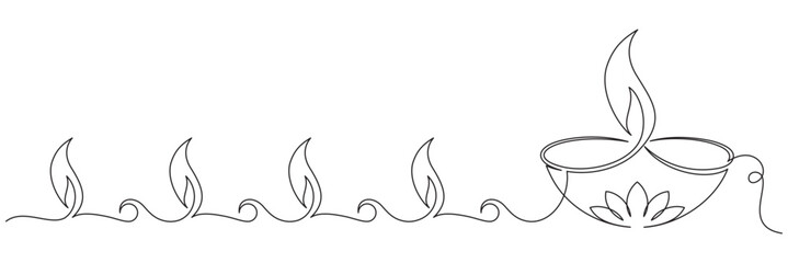Naklejka premium diwali candle line art style ...