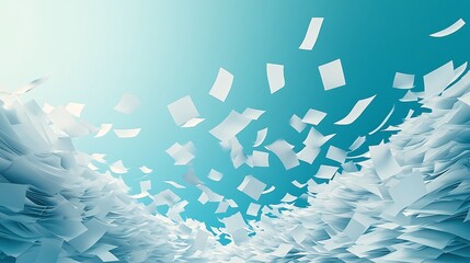 falling stack of blank pages representing business documents in an office environment focusing on paperwork organization and the efficiency of corporate workflows
