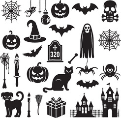 Halloween Icons and Silhouettes for Vector Design