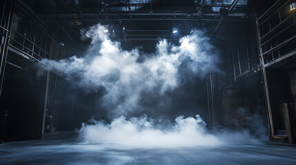 Stage filled with swirling red smoke, creating a dramatic and intense atmosphere