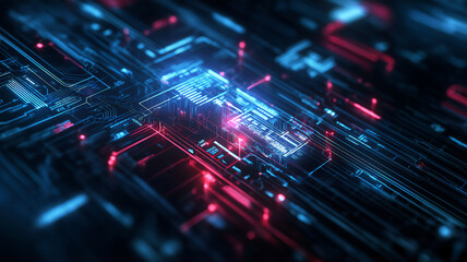 Fototapeta premium Futuristic digital technology abstract background, Artificial Intelligence AI technology background with copyspace