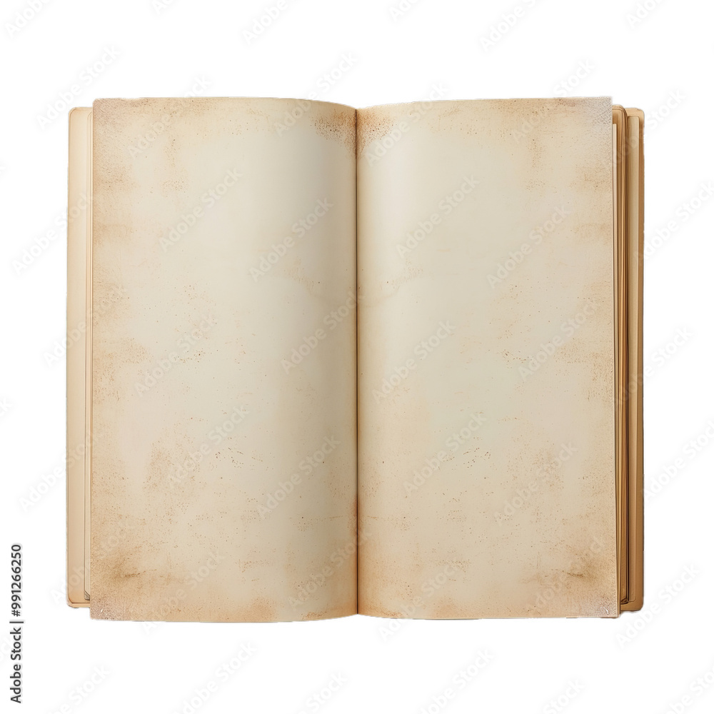 Poster open old book showing blank pages with stained paper for your message