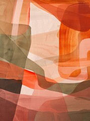 Abstract art piece featuring warm tones of orange, brown, and beige, evoking a sense of calm and creativity.