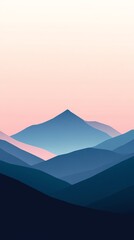 Paysage minimaliste de montagnes au coucher du soleil avec une palette pastel, fond d'écran téléphone