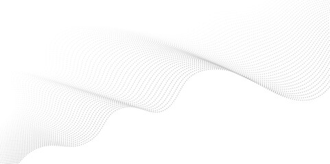 Abstract gray wave dynamic curve dots lines background. Energy technology concept halftone modern backdrop design for business, presentation, banner.