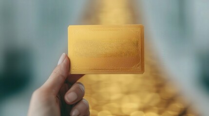 A person holding a golden card with the text 'FOOTONTT' in a blurred background, symbolizing value or information.