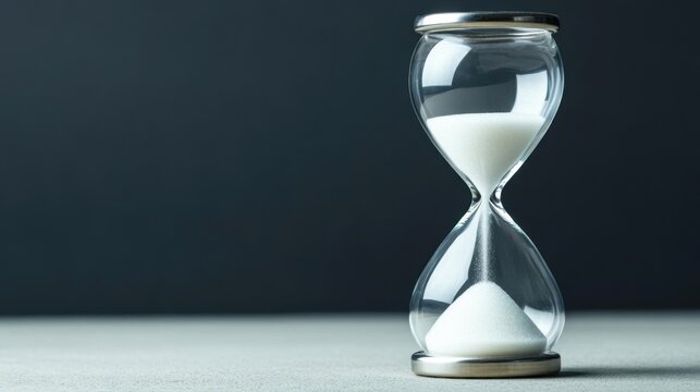 An hourglass with sand slipping through but blocked by tariffs and sanctions