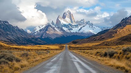Naklejka premium remote patagonian highway offering scenic wonders and breathtaking nature landscapes for travelers seeking adventure and exploration in the wilderness